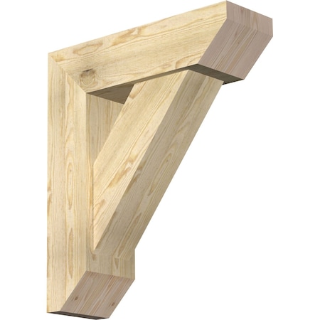Ekena Millwork Traditional Slat Rough Sawn Bracket w/ Offset Brace, Douglas Fir, 8"W x 26"D x 30"H BKT0806X26X30TRA06RDF